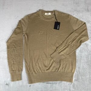 Buck Mason California Cashmere Sweater Mens Small Golden Khaki $228 NWT Defect